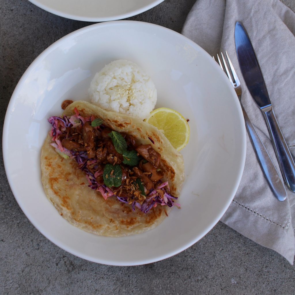 Roti Rolls with Wok Chicken & Lime Slaw