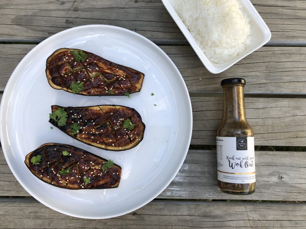 Wok Sauce & Miso Glazed Eggplant