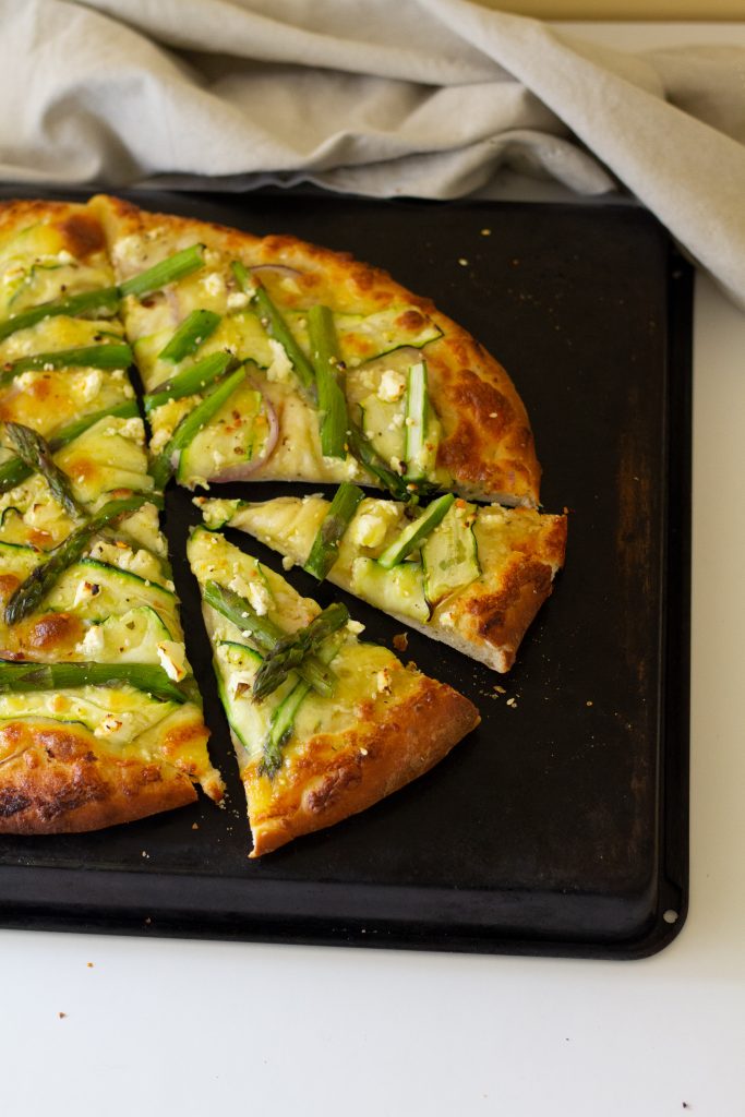 Zucchini, Asparagus & Feta Pizza
