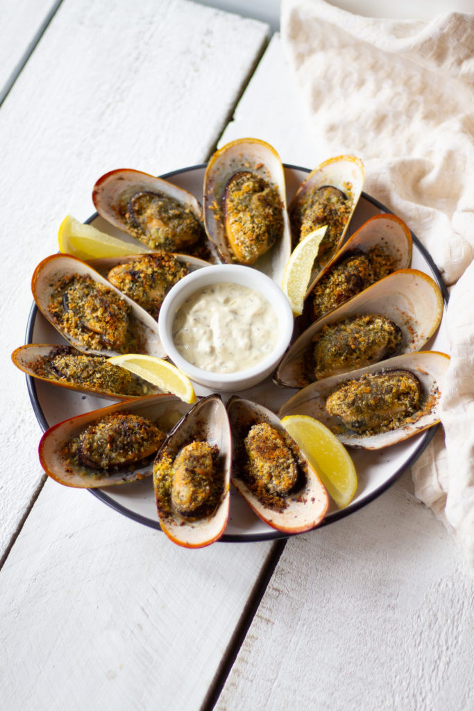 Crumbed Grilled Mussels