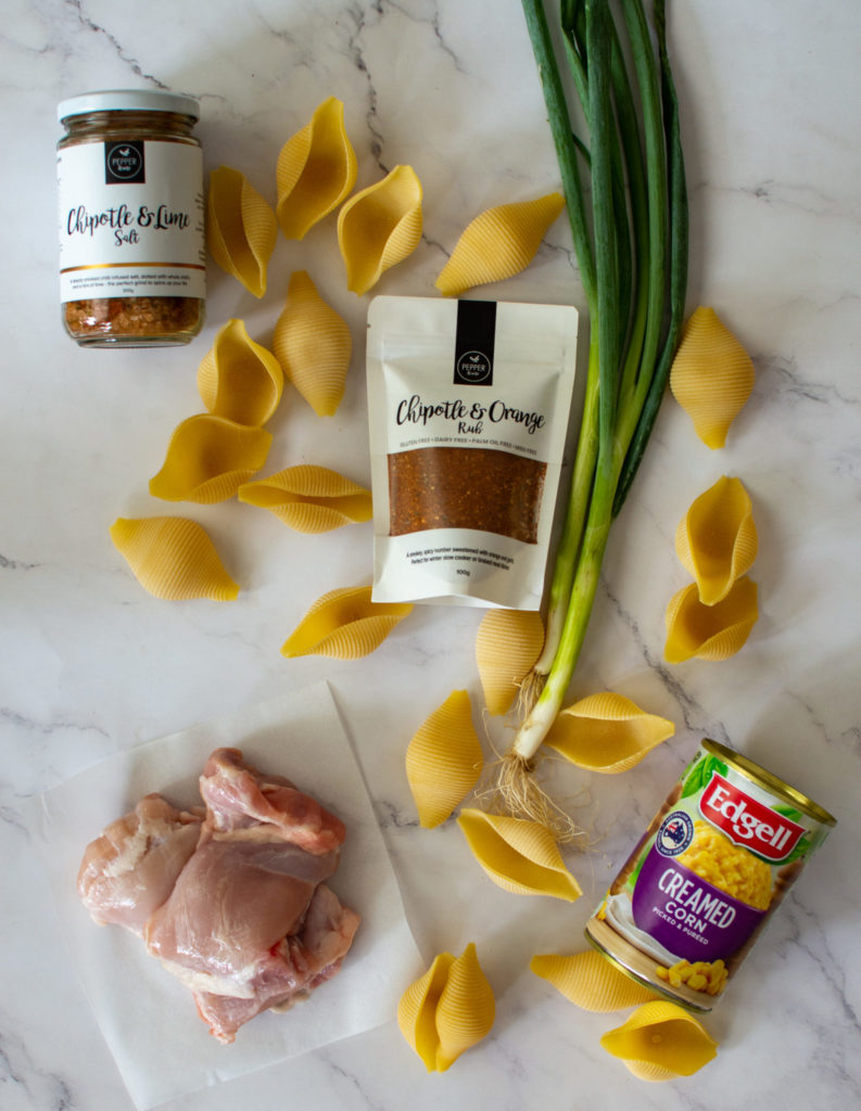 Creamed Corn, & Chicken Pasta Bake