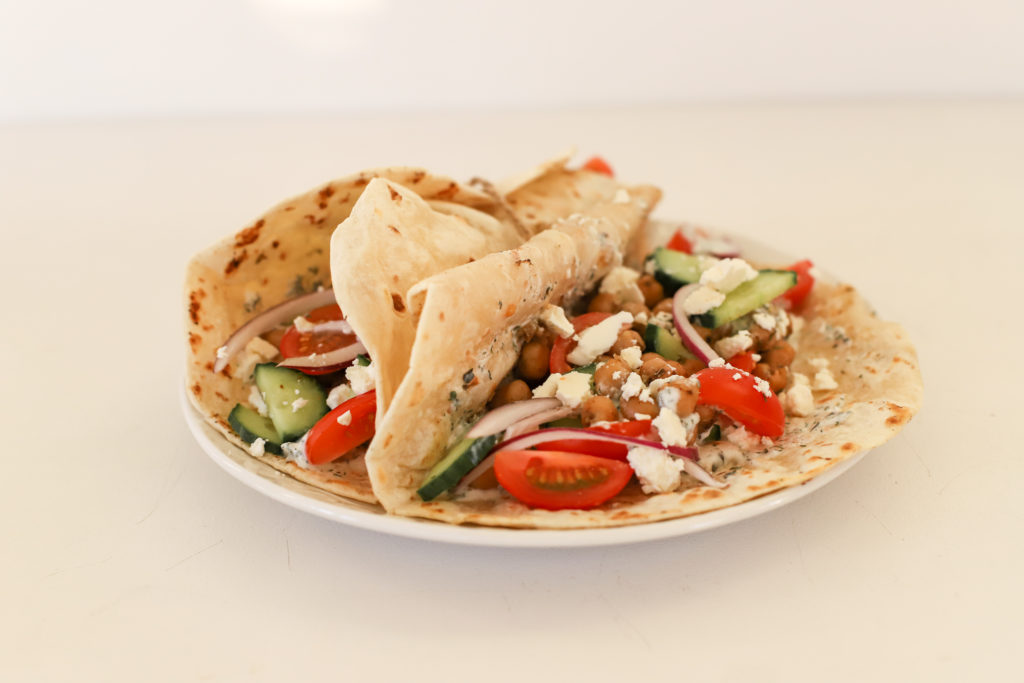 GREEK CHICKPEA VEGETARIAN WRAPS