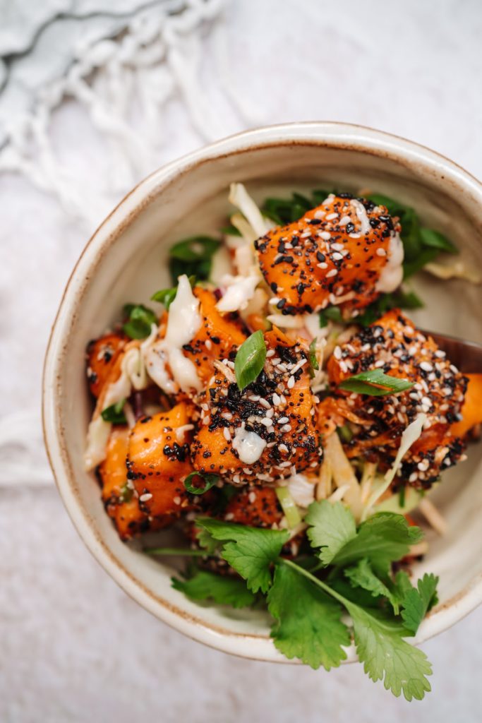 Salmon Bites with Apple Slaw