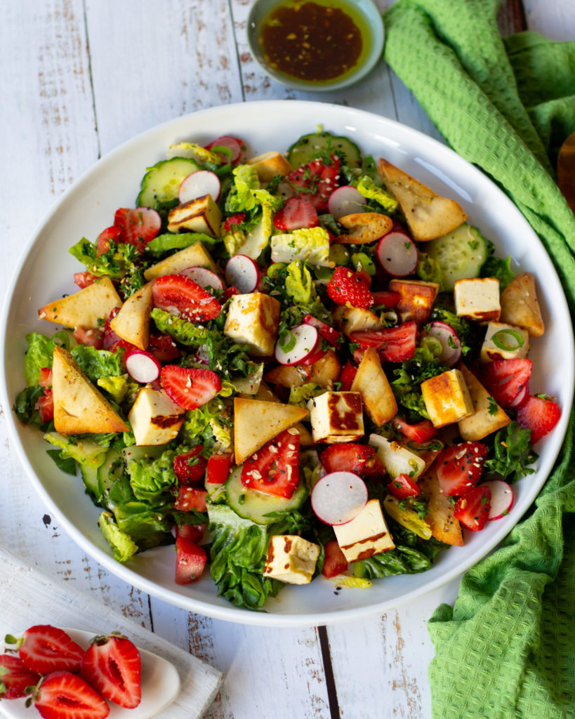 Fattoush Salad with Haloumi & Strawberries