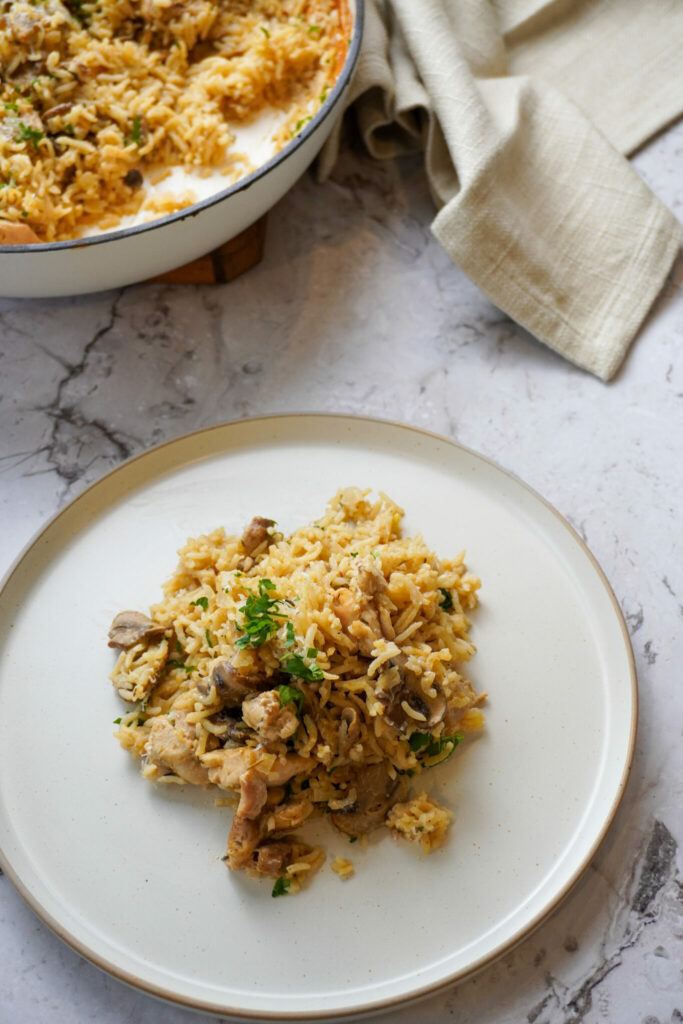 Chicken & Mushroom Rice Bake