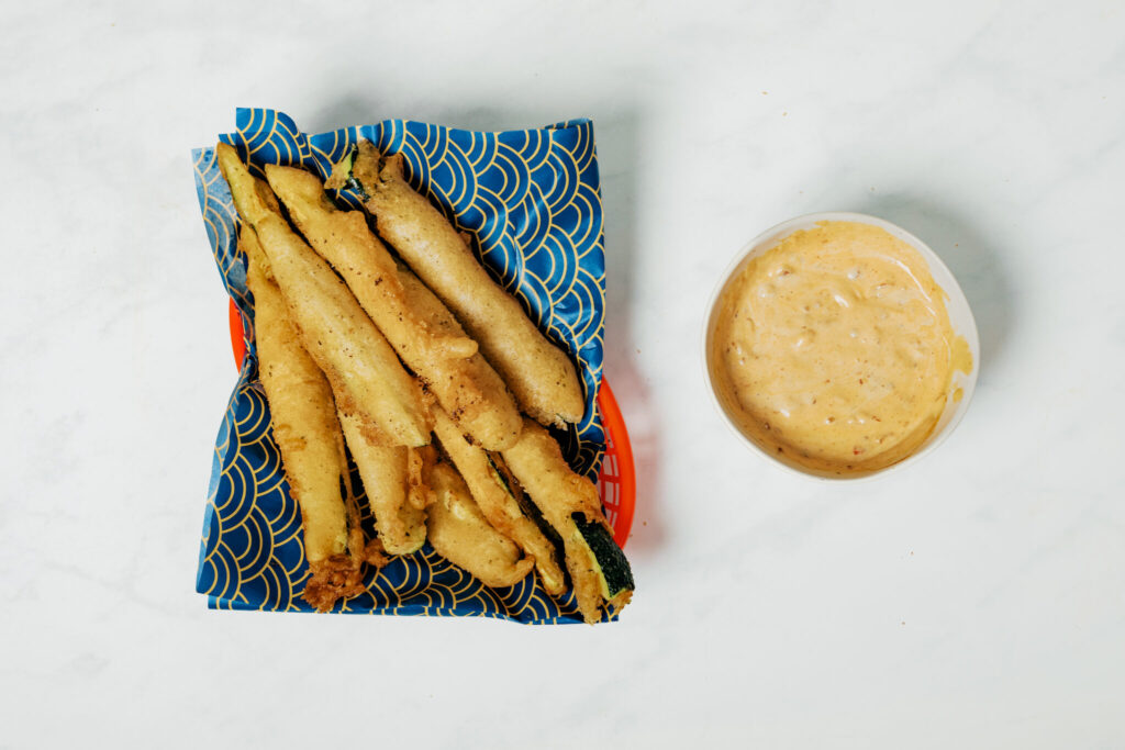 Tempura Zucchini with Chipotle Dipping Sauce