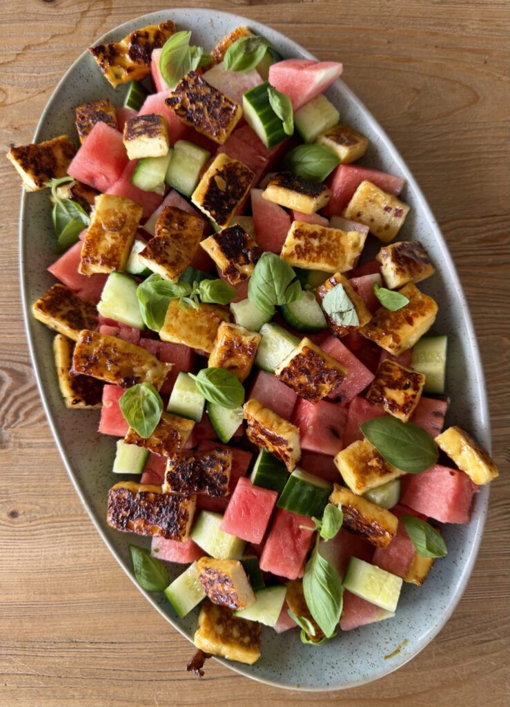 Hot Honey Halloumi Watermelon Salad
