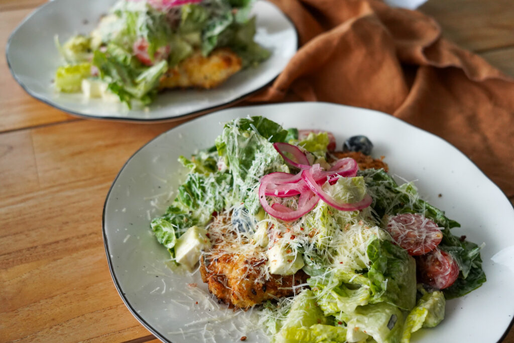 Chicken Schnitzel w/ Caesar Style Salad