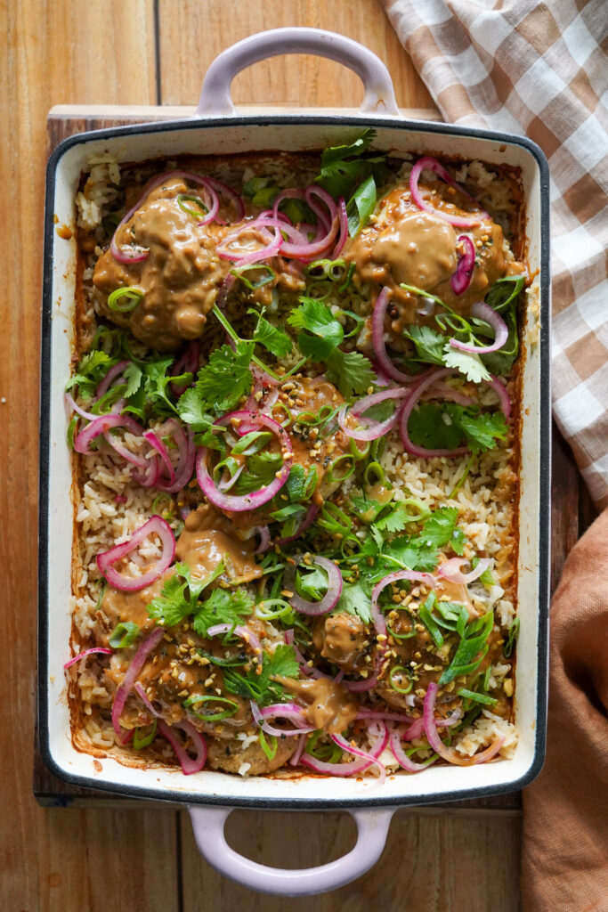 One Pot Satay Chicken with Coconut Rice
